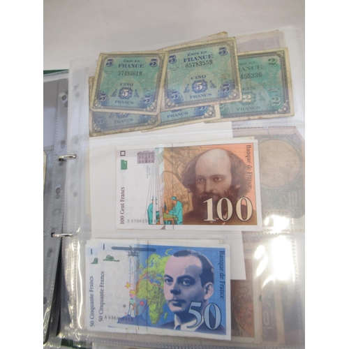 222 - Folder cont. large collection of European banknotes from Greece, France, Cyprus, Portugal, Italy, Ro... 