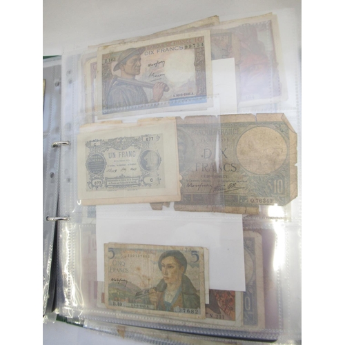 222 - Folder cont. large collection of European banknotes from Greece, France, Cyprus, Portugal, Italy, Ro... 