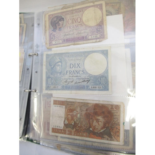 222 - Folder cont. large collection of European banknotes from Greece, France, Cyprus, Portugal, Italy, Ro... 