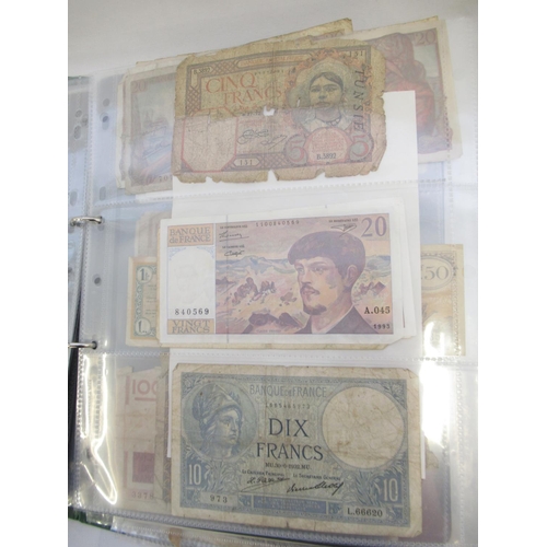 222 - Folder cont. large collection of European banknotes from Greece, France, Cyprus, Portugal, Italy, Ro... 