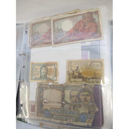 222 - Folder cont. large collection of European banknotes from Greece, France, Cyprus, Portugal, Italy, Ro... 