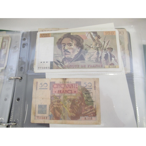 222 - Folder cont. large collection of European banknotes from Greece, France, Cyprus, Portugal, Italy, Ro... 