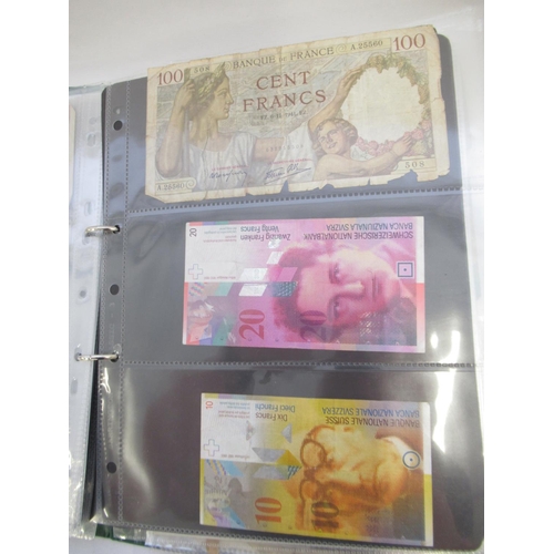 222 - Folder cont. large collection of European banknotes from Greece, France, Cyprus, Portugal, Italy, Ro... 