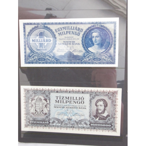 222 - Folder cont. large collection of European banknotes from Greece, France, Cyprus, Portugal, Italy, Ro... 