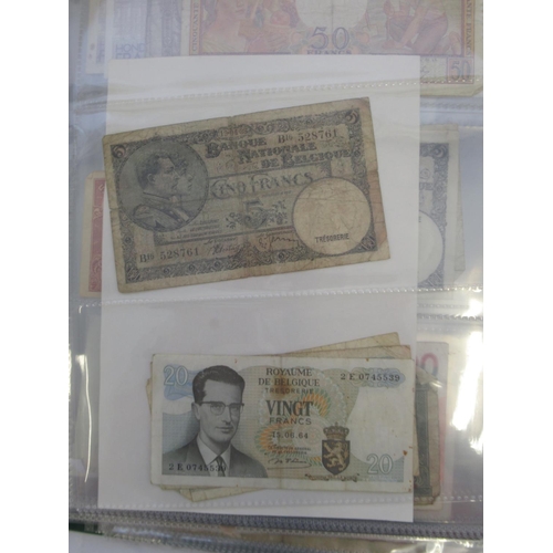 222 - Folder cont. large collection of European banknotes from Greece, France, Cyprus, Portugal, Italy, Ro... 