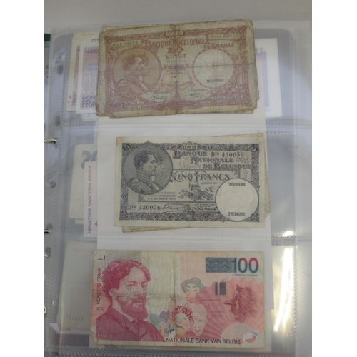 222 - Folder cont. large collection of European banknotes from Greece, France, Cyprus, Portugal, Italy, Ro... 