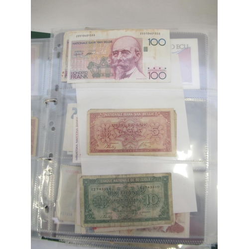 222 - Folder cont. large collection of European banknotes from Greece, France, Cyprus, Portugal, Italy, Ro... 