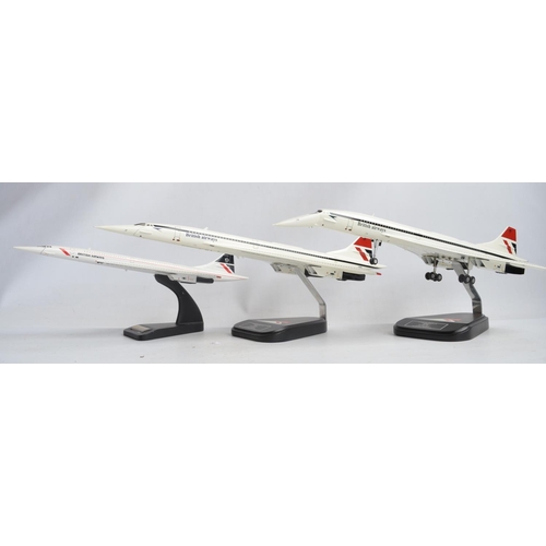 111 - Collection of wooden hand carved models from Bravo Delta to include 3x British Airways Concordes, Vu... 