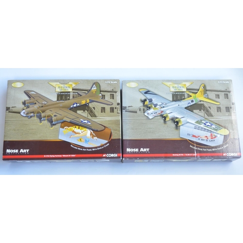 117 - Two Corgi Aviation Archive limited edition 1/72nd scale Boeing B-17G Flying Fortress models with nos... 