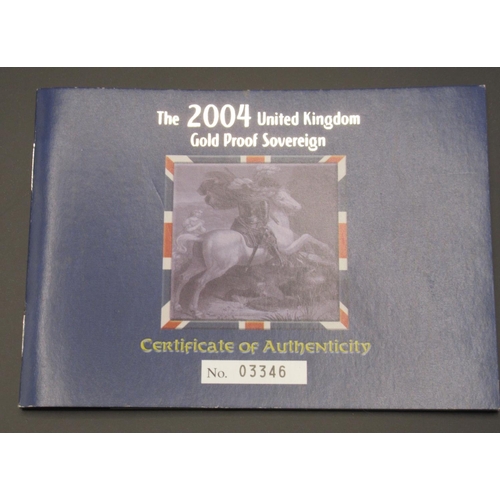 237 - Royal Mint - The 2004 UK Gold Proof Sovereign No.03346/15000, encapsulated in original case with COA