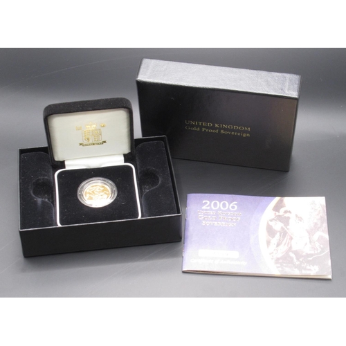 238 - Royal Mint - 2006 UK Gold Proof Sovereign No.3199/12500, encapsulated in original case with COA