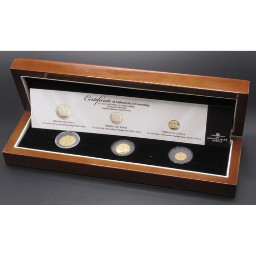 242 - The London Mint Office - 22 Carat Gold Tristan Da Cunha Trafalgar Fractional Guinea Set, Limited Edi... 