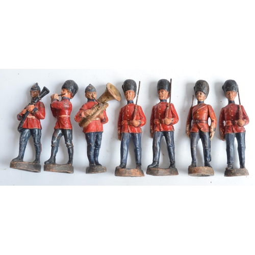 108A - Collection of seven vintage Elastolin toy soldiers (all approx 11cm tall), an Astra metal traffic si... 