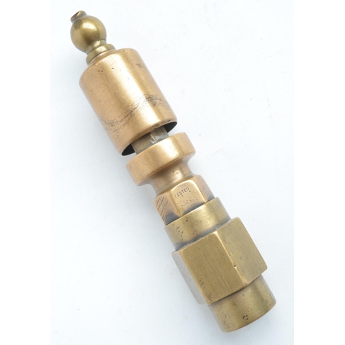 139 - Vintage brass steam whistle, likely traction engine, H19cm