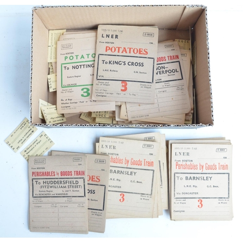 141 - Early railway signal box telephone, 2 boxes of vintage tickets, timetables, wagon/shipment labels et... 