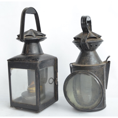 147 - NER 3 aspect hand lamp (with clear, red and blue glass panels, all intact/unbroken) and a BRS genera... 