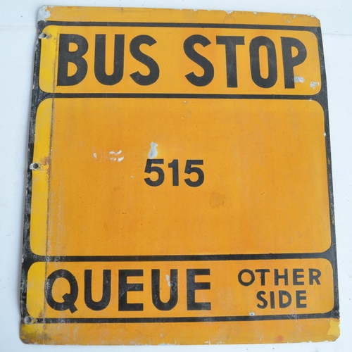 148 - Double sided painted aluminium 515 Bus Stop sign, 40.7x45.6cm