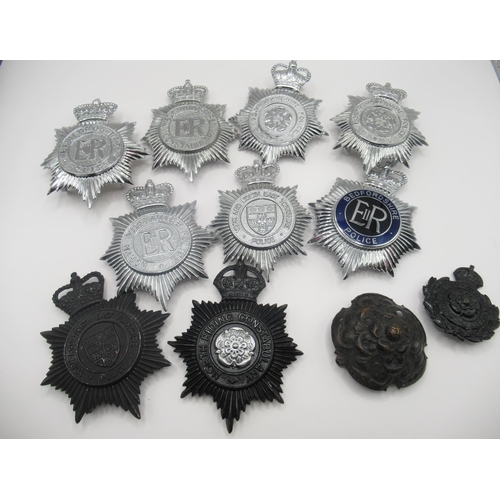 264 - Large selection of police helmet badges from across Yorkshire. Including North Yorkshire Police, Wes... 