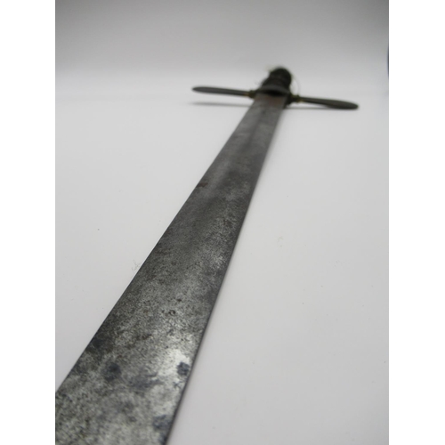 370 - C17th century European 'pillow sword' with copper cross-guard and pommel. Significant age-related we... 