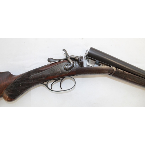 555 - WITHDRAWN - Shotgun certificate required - James Bott & Sons 20B side-by-side hammer gun, double tri... 