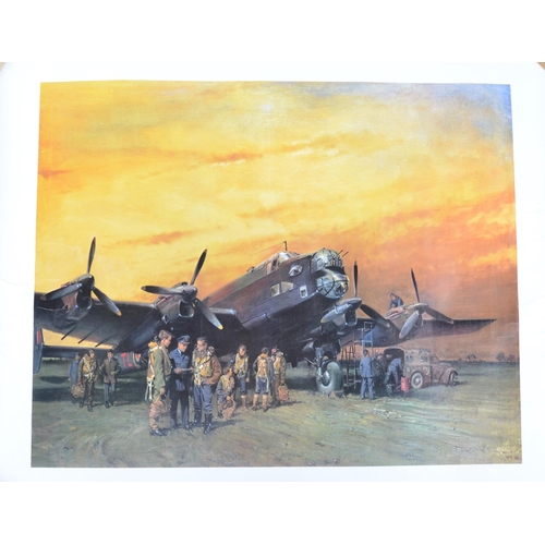 152 - Collection of unframed aviation prints to include 'The Last Halifax' by Terence Cuneo (76x63cm, poor... 