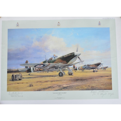 152 - Collection of unframed aviation prints to include 'The Last Halifax' by Terence Cuneo (76x63cm, poor... 