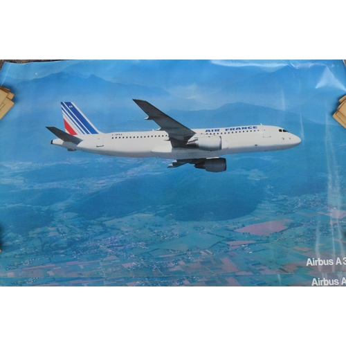 153A - Collection of Air France aviation posters to include Boeing 747-400 (100x69cm incl. frame, plus 4 ot... 