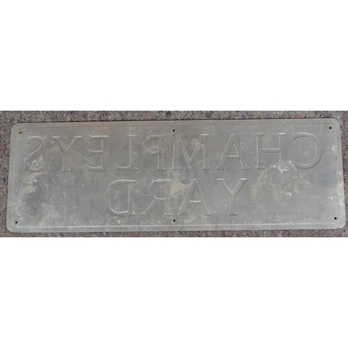 155 - Ex Pickering painted aluminium street sign 'Champleys Yard', 83.8x27.8cm. From a collection of stree... 