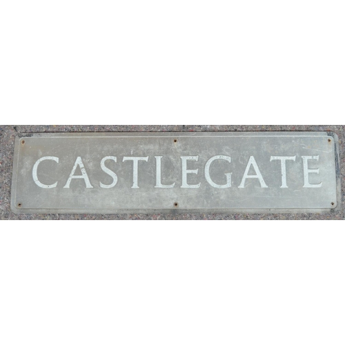 161 - Ex Pickering aluminium street sign 'Castlegate', 91.5x23cm. From a collection of street signs since ... 