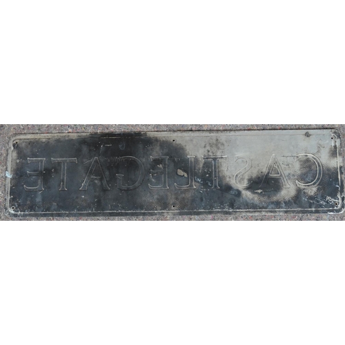 161 - Ex Pickering aluminium street sign 'Castlegate', 91.5x23cm. From a collection of street signs since ... 