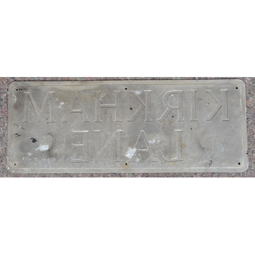 162 - Ex Pickering painted aluminium street sign 'Kirkham Lane', 68.8x26.5cm. From a collection of street ... 