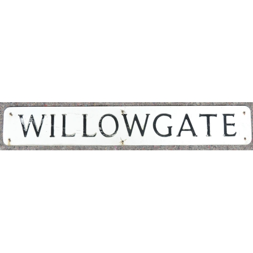 164 - Ex Pickering painted aluminium street sign 'Willowgate', 97x15cm. From a collection of street signs ... 