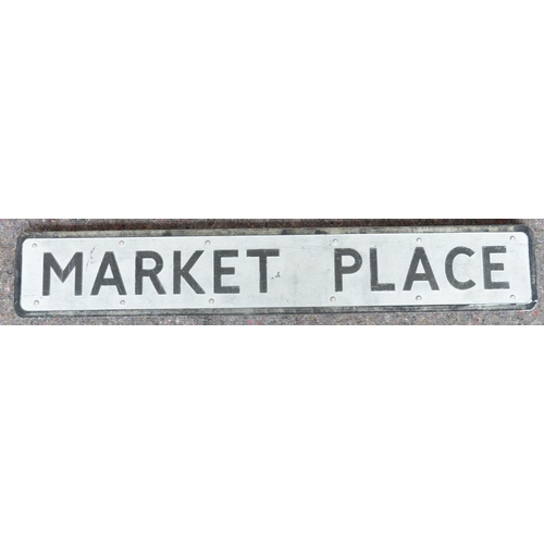 167 - Ex Pickering painted aluminium street sign 'Market Place', 91.6x15.2cm. From a collection of street ... 