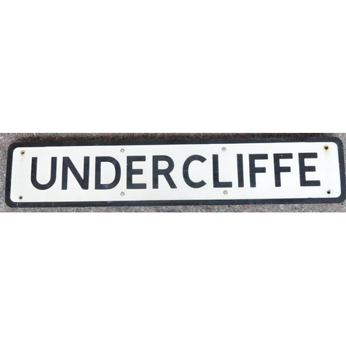 169 - Ex Pickering painted aluminium street sign 'Undercliffe', 76.3x15.3cm. From a collection of street s... 