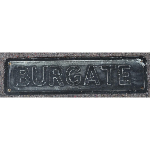 170 - Ex Pickering painted aluminium street sign 'Burgate', 58.3x15.3cm. From a collection of street signs... 