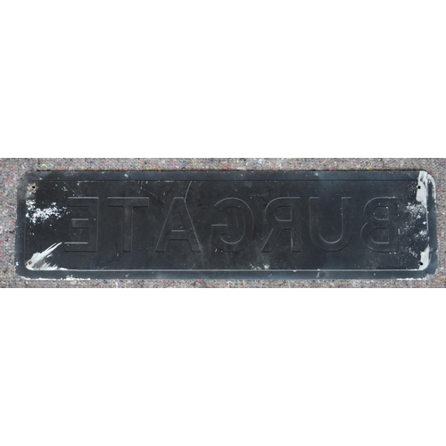 170 - Ex Pickering painted aluminium street sign 'Burgate', 58.3x15.3cm. From a collection of street signs... 