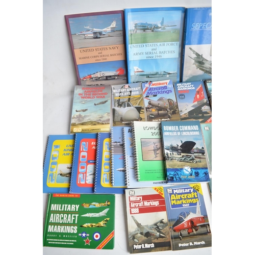 173 - Large collection of military and civilian aviation reference books and magazines, qty, 4 boxes