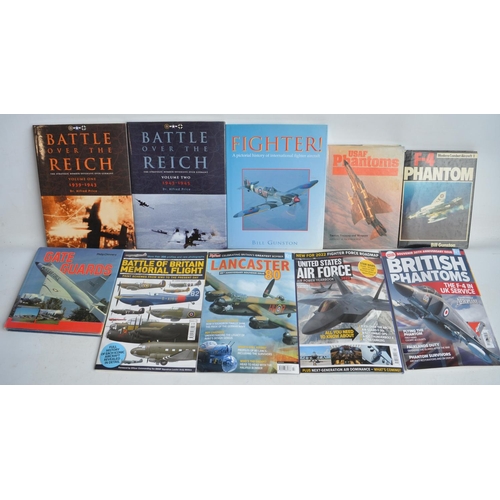 173 - Large collection of military and civilian aviation reference books and magazines, qty, 4 boxes