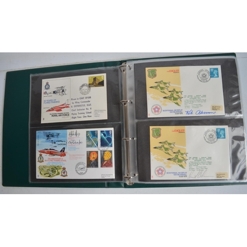 175 - Folder containing approximately 50 aviation themed first day covers including signed examples, a num... 