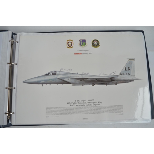 176 - A3 sized ring binder containing 47 USAF and US Navy aircraft prints, mostly Squadron Prints of many ... 