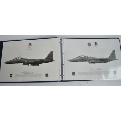 176 - A3 sized ring binder containing 47 USAF and US Navy aircraft prints, mostly Squadron Prints of many ... 