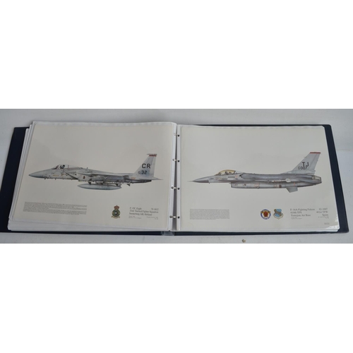 176 - A3 sized ring binder containing 47 USAF and US Navy aircraft prints, mostly Squadron Prints of many ... 