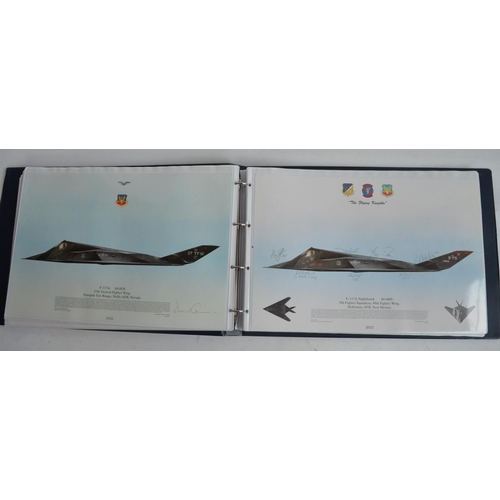 176 - A3 sized ring binder containing 47 USAF and US Navy aircraft prints, mostly Squadron Prints of many ... 