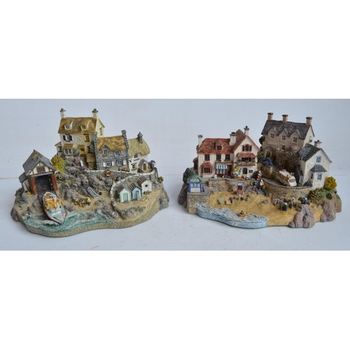 181 - Seven unboxed RNLI and coastal village themed sculptures from Danbury Mint, some minor damage plus 1... 