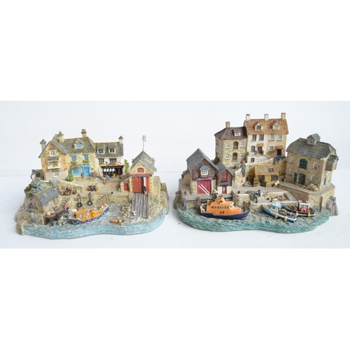 181 - Seven unboxed RNLI and coastal village themed sculptures from Danbury Mint, some minor damage plus 1... 