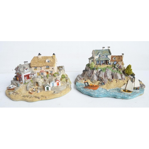 181 - Seven unboxed RNLI and coastal village themed sculptures from Danbury Mint, some minor damage plus 1... 