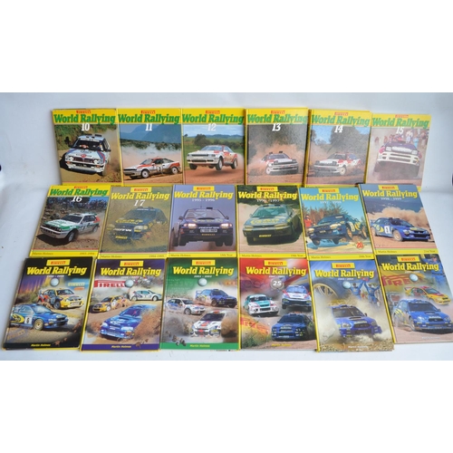 188 - Collection of rally car related books and DVD's to include Pirelli World Rallying albums 10-33, Roth... 