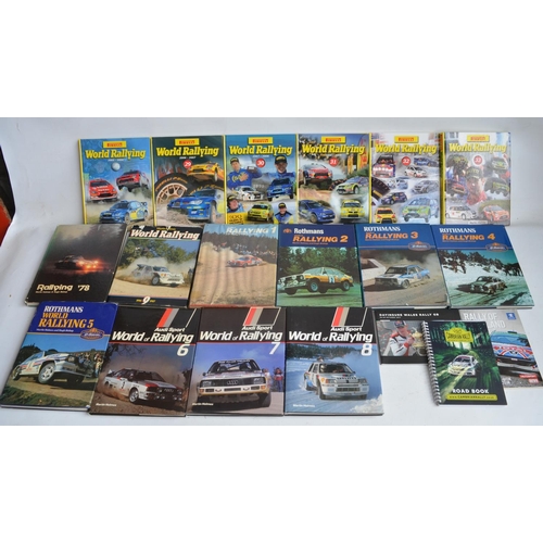 188 - Collection of rally car related books and DVD's to include Pirelli World Rallying albums 10-33, Roth... 