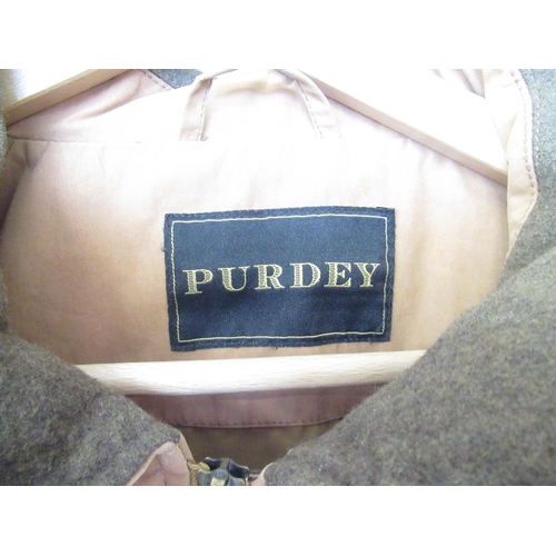 458 - XXL Purdey tan-coloured shooting jacket in good condition with some light fading and water staining