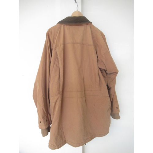 458 - XXL Purdey tan-coloured shooting jacket in good condition with some light fading and water staining